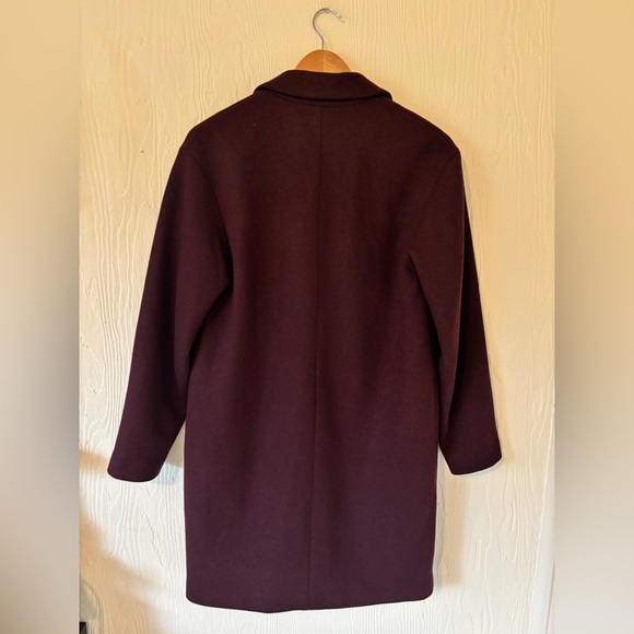 Selected Femme Purple Maroon Burgundy Eggplant Plum Wool Blend Midi Coat Jacket - Picture 7 of 13